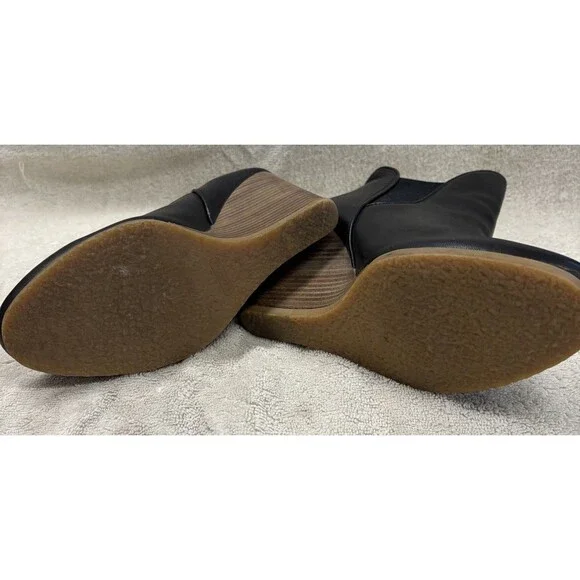 Coach Farah Wedge Ankle Boots Black Leather Chelsea Style Women’s Size 9B - Picture 5 of 8